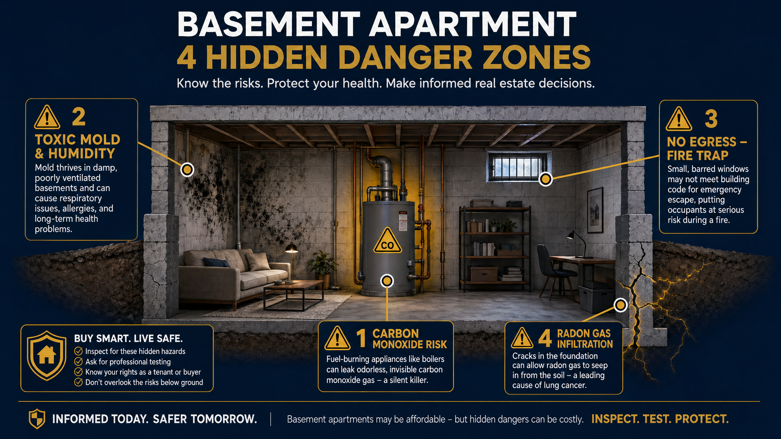 Health hazards in illegal basement apartments